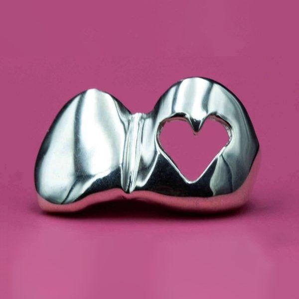 Double Silver with Heart Open Face